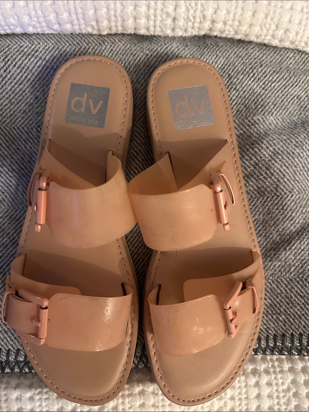 dv by Dolce Vita Pink Nude Double-Band Slide Sandals